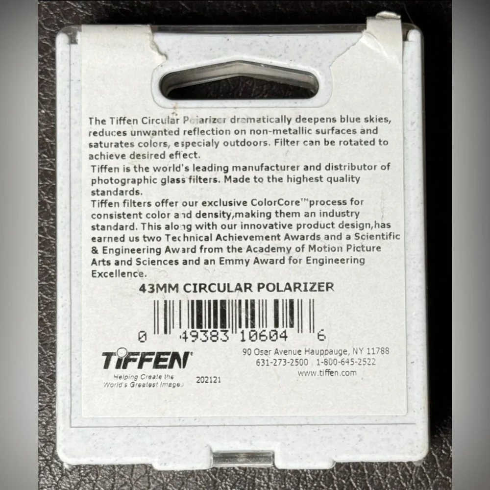 Tiffen Circular Polarizer Filter 43mm Made In USA 43 mm Camera Lens Photography